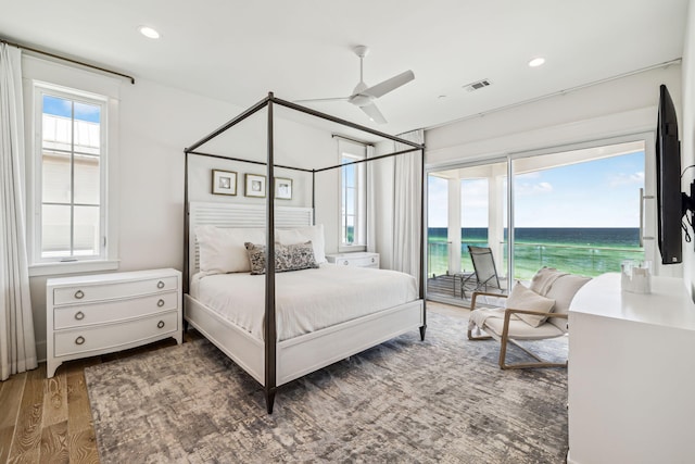 323 Pompano St, Inlet Beach, FL 32461 - bedroom with access to outside, wood finished floors, and recessed lighting