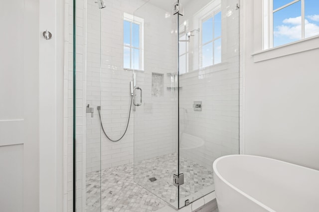 323 Pompano St, Inlet Beach, FL 32461 - bathroom featuring a freestanding tub and a shower stall