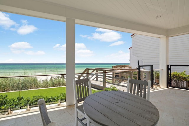 323 Pompano St, Inlet Beach, FL 32461 - view of patio with view of water and beach and a balcony