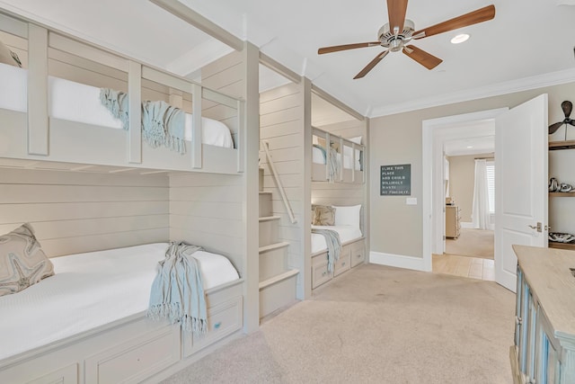 134 Norwood Dr Unit Ph1, Miramar Beach, FL 32550 - bathroom with a ceiling fan, crown molding, vanity, a tub to relax in, and recessed lighting