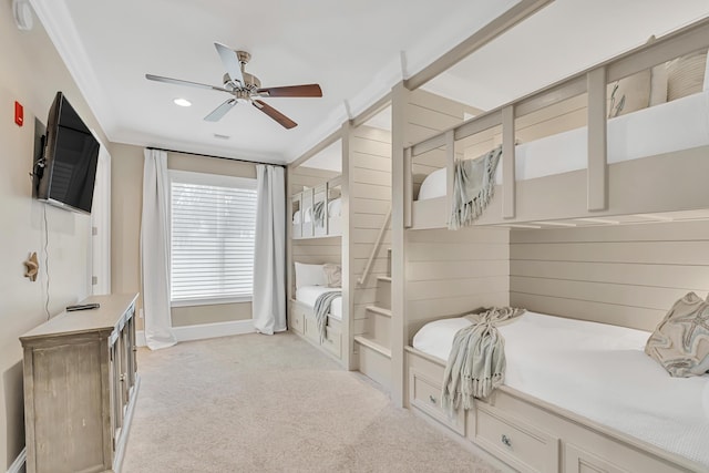 134 Norwood Dr Unit Ph1, Miramar Beach, FL 32550 - bedroom with light colored carpet, recessed lighting, baseboards, a ceiling fan, and ornamental molding