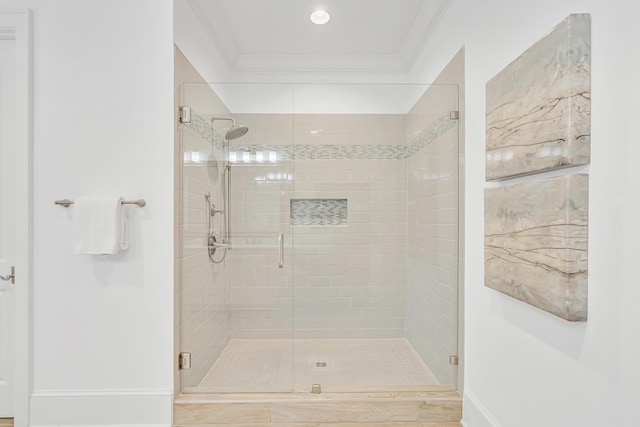 134 Norwood Dr Unit Ph1, Miramar Beach, FL 32550 - full bathroom with a shower stall, crown molding, and baseboards