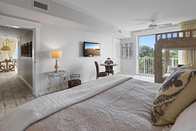 9800 Grand Sandestin Blvd Unit 5602/5604, Sandestin, FL 32550 - bedroom featuring access to outside, baseboards, and a ceiling fan