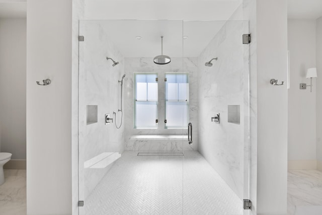181 Climbing Rose Way, Santa Rosa Beach, FL 32459 - bathroom featuring a marble finish shower, toilet, and marble finish floors