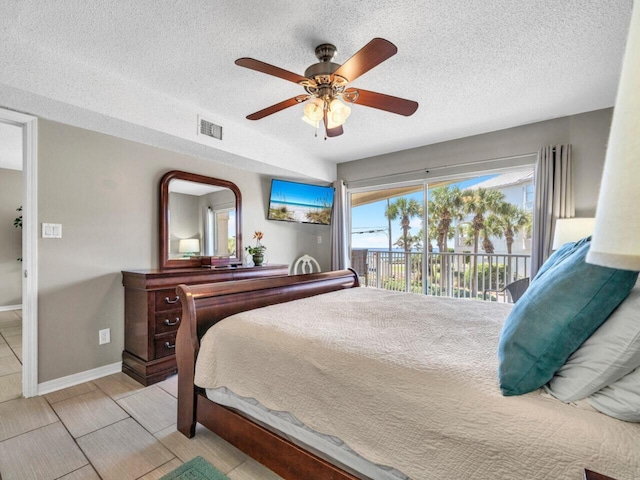 2606 Scenic Gulf Dr Unit 3208, Miramar Beach, FL 32550 - bedroom featuring access to exterior, a textured ceiling, ceiling fan, and baseboards