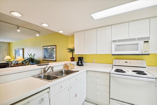 895 Santa Rosa Blvd Unit 707, Fort Walton Beach, FL 32548 - kitchen featuring white appliances, a sink, white cabinetry, light countertops, and recessed lighting
