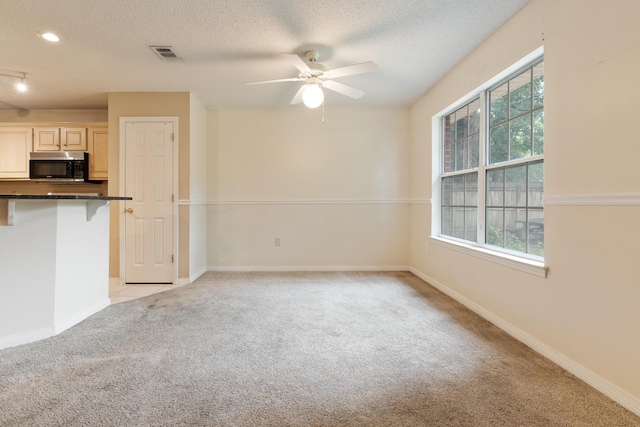 209 Warrior St, Crestview, FL 32536 - unfurnished living room featuring light carpet, a ceiling fan, plenty of natural light, a textured ceiling, and baseboards