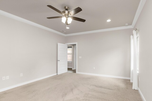 6437 Amanda Ct, Crestview, FL 32536 - empty room featuring ceiling fan, crown molding, carpet floors, baseboards, and recessed lighting