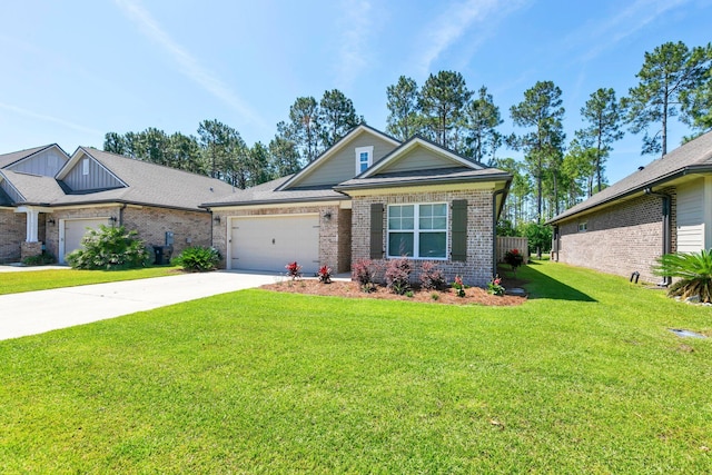 50 Oyster Blvd, Freeport, FL 32439 - view of front of property featuring a garage, brick siding, driveway, and a front yard