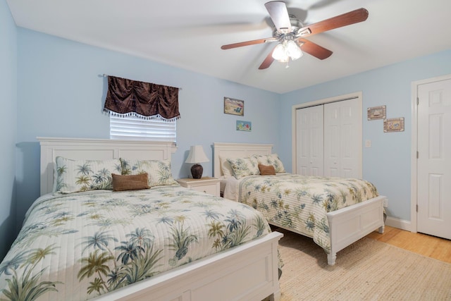 25 Misty Cv Unit 115, Miramar Beach, FL 32550 - bedroom featuring light wood-style flooring, a closet, and ceiling fan