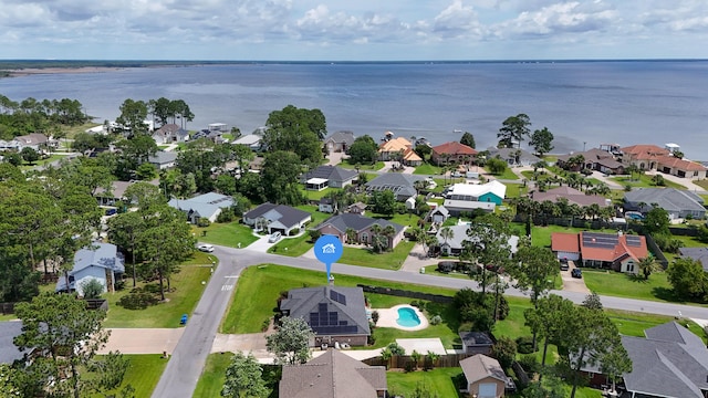 108 Colony Bay Harbour Dr, Panama City Beach, FL 32407 - aerial overview of property's location with nearby suburban area, a nearby body of water, and a pool