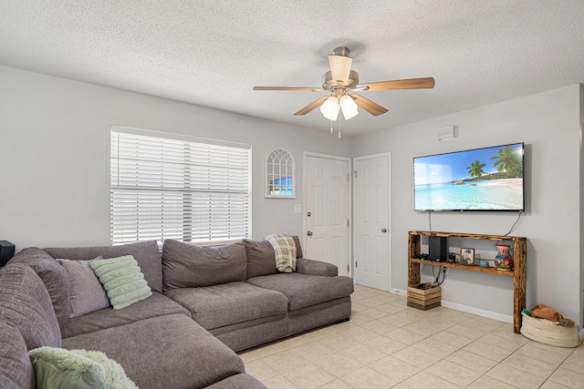 617 Schneider Dr, Fort Walton Beach, FL 32547 - living area featuring ceiling fan and a textured ceiling