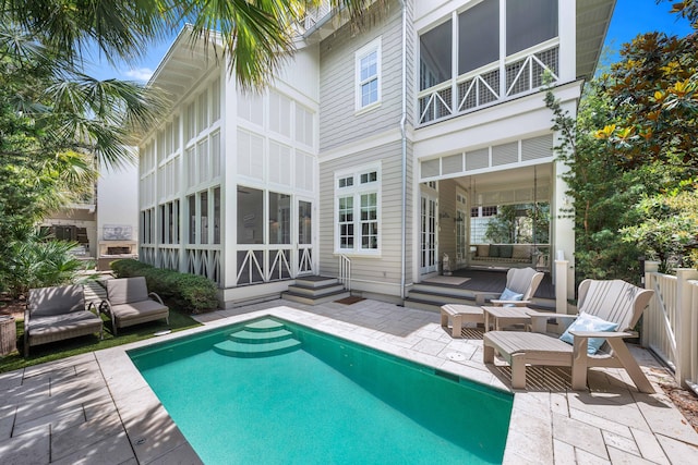 21 Founders Ct, Watersound, FL 32461 - swimming pool featuring a patio and a wooden deck