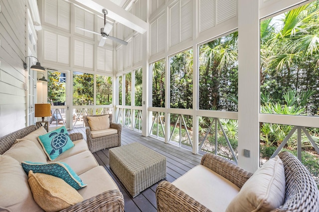 21 Founders Ct, Watersound, FL 32461 - sunroom / solarium featuring outdoor lounge area, a ceiling fan, and plenty of natural light
