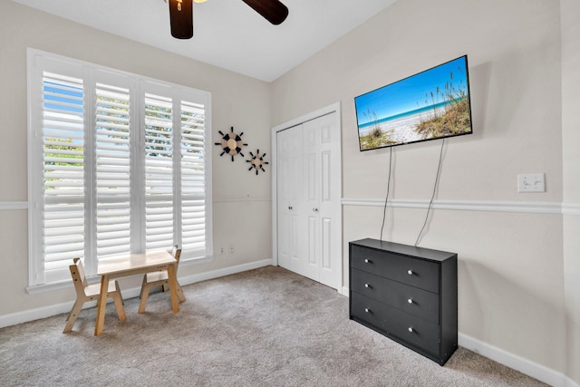 283 Stahlman Ave, Destin, FL 32541 - living area featuring a ceiling fan, carpet floors, and baseboards