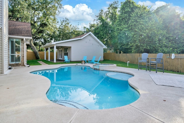 283 Stahlman Ave, Destin, FL 32541 - view of swimming pool with a fenced backyard, a patio, and a pool with connected hot tub