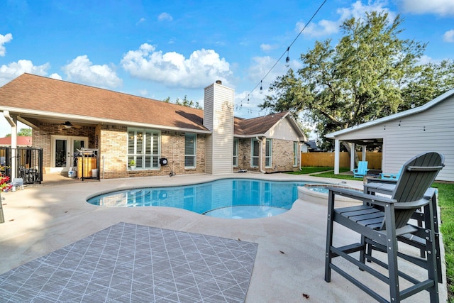 283 Stahlman Ave, Destin, FL 32541 - view of pool with a patio area, ceiling fan, french doors, and a pool with connected hot tub