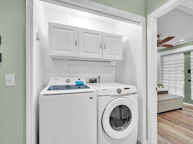 50 Gossamer Ln Unit 10, Inlet Beach, FL 32461 - laundry area with washer and dryer, cabinet space, wood finished floors, and a ceiling fan
