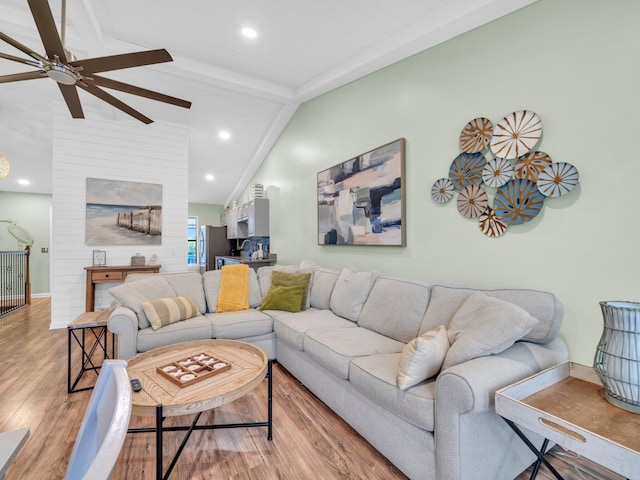 50 Gossamer Ln Unit 10, Inlet Beach, FL 32461 - living area featuring light wood-style flooring, a ceiling fan, and recessed lighting