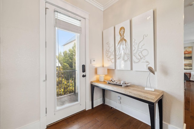 51 Grande Pointe Dr, Inlet Beach, FL 32461 - entryway featuring ornamental molding, dark wood-type flooring, and plenty of natural light