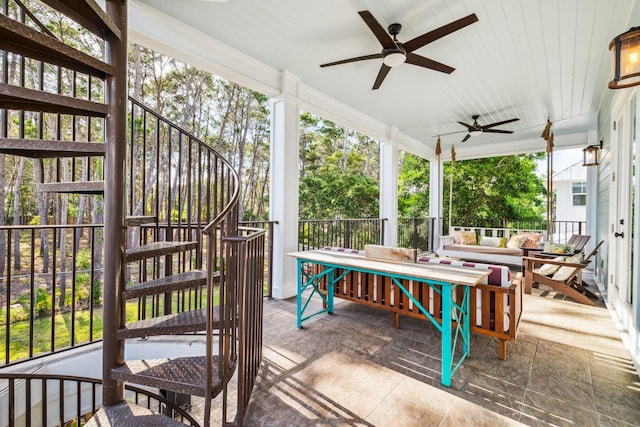51 Grande Pointe Dr, Inlet Beach, FL 32461 - deck with an outdoor hangout area, ceiling fan, and stairs
