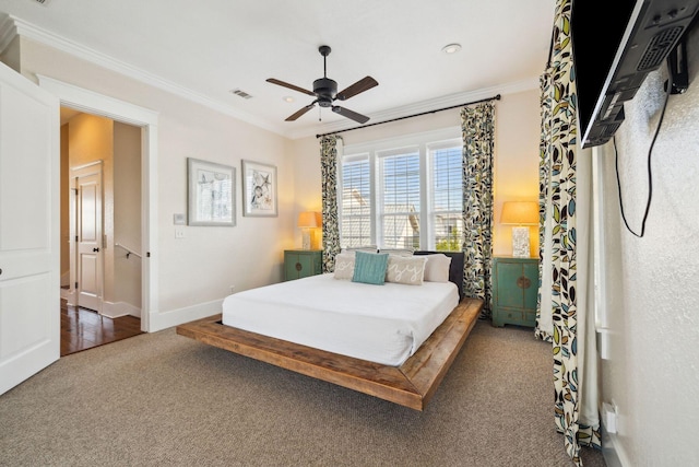51 Grande Pointe Dr, Inlet Beach, FL 32461 - carpeted bedroom with ornamental molding, baseboards, ceiling fan, and recessed lighting