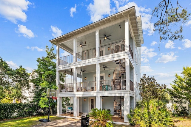 51 Grande Pointe Dr, Inlet Beach, FL 32461 - rear view of property with a ceiling fan, a balcony, and a patio area