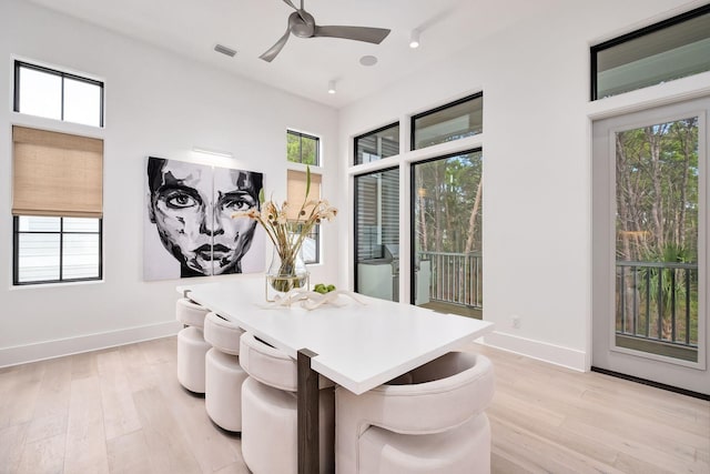 LOT36 Grande Pointe Cir, Inlet Beach, FL 32461 - dining room with ceiling fan, light wood finished floors, and plenty of natural light
