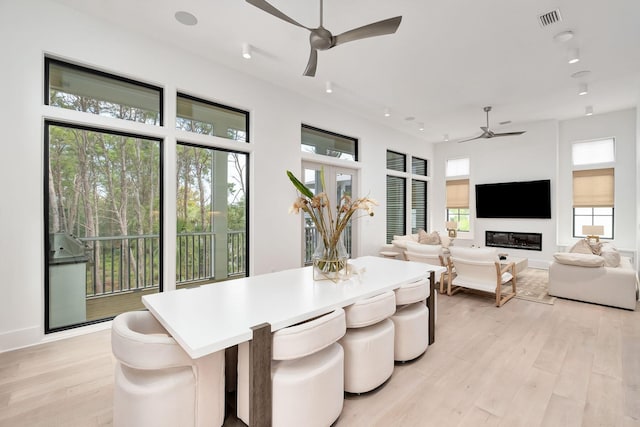 LOT36 Grande Pointe Cir, Inlet Beach, FL 32461 - dining space with a ceiling fan, light wood-style floors, and recessed lighting