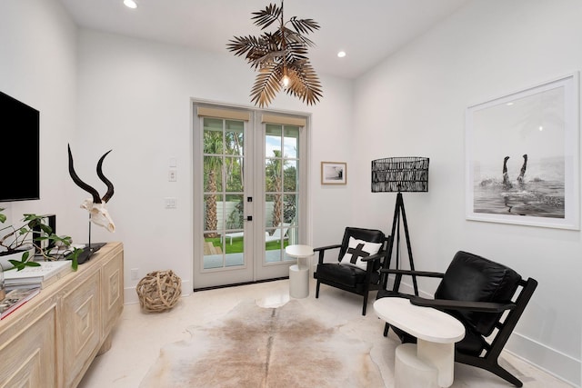 LOT36 Grande Pointe Cir, Inlet Beach, FL 32461 - sitting room with french doors, recessed lighting, and baseboards