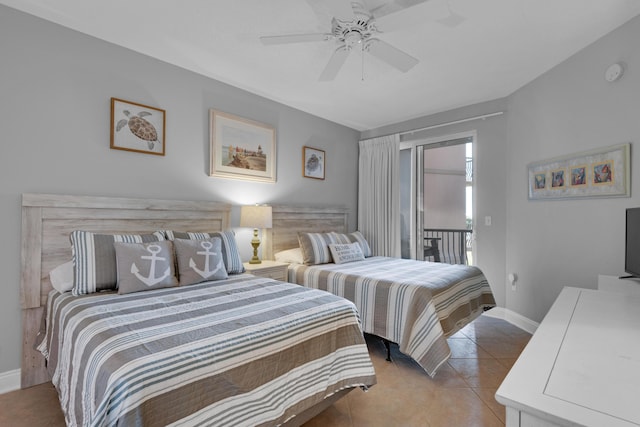 50 Surf Song Ln Unit 312D, Miramar Beach, FL 32550 - bedroom with access to outside, tile patterned flooring, baseboards, and ceiling fan