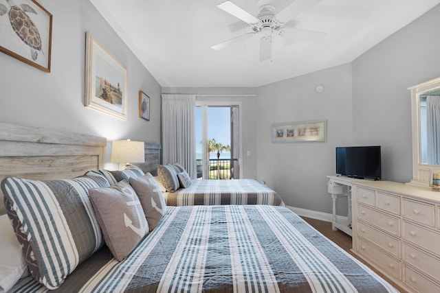 50 Surf Song Ln Unit 312D, Miramar Beach, FL 32550 - bedroom featuring access to exterior, baseboards, and ceiling fan