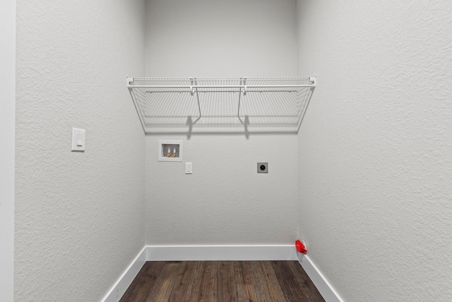 1354 Georgia Ave, Baker, FL 32531 - laundry room featuring baseboards, electric dryer hookup, hookup for a washing machine, dark wood-style floors, and a textured wall