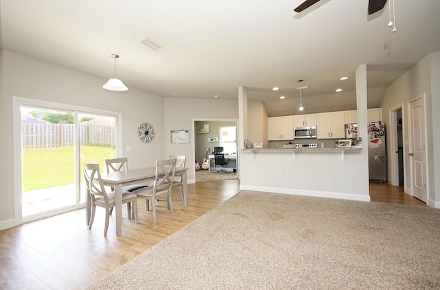 415 Scooter Cv, Crestview, FL 32539 - kitchen with stainless steel appliances, white cabinetry, a ceiling fan, baseboards, and recessed lighting