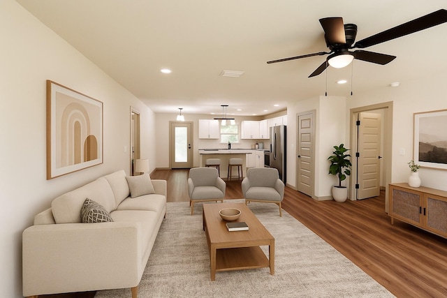 4620 Eagle Way, Crestview, FL 32539 - living room with light wood-type flooring, a ceiling fan, and recessed lighting