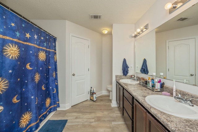 6229 Flash Ln, Crestview, FL 32536 - full bathroom featuring wood finished floors, double vanity, toilet, and baseboards