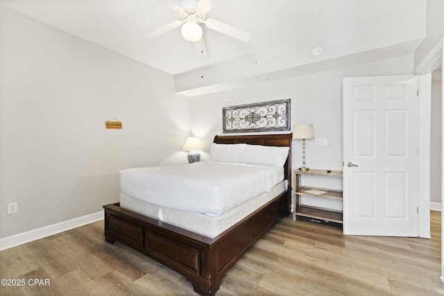 16819 Front Beach Rd Unit 1501, Panama City Beach, FL 32413 - bedroom featuring light wood-type flooring, baseboards, and a ceiling fan
