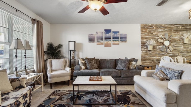 17642 Front Beach Rd Unit G4, Panama City Beach, FL 32413 - living area featuring a ceiling fan and light tile patterned floors