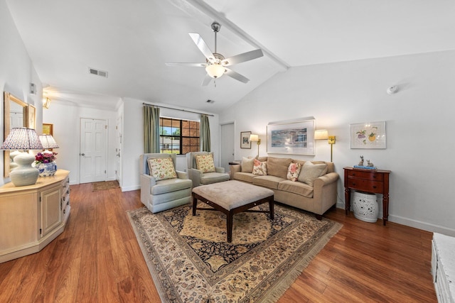207 Oakwood Cir, Niceville, FL 32578 - living room featuring ceiling fan, wood finished floors, and baseboards