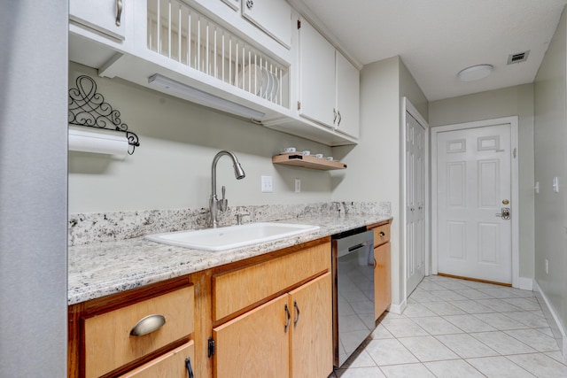 4236 Edge Perry Rd, Crestview, FL 32539 - kitchen with dishwasher, a sink, open shelves, light tile patterned floors, and baseboards