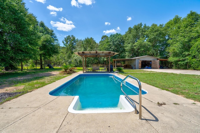 4236 Edge Perry Rd, Crestview, FL 32539 - outdoor pool with a pergola, a yard, view of scattered trees, and a playground