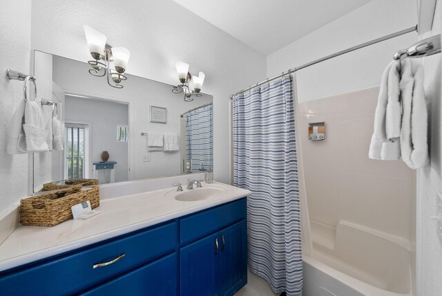 142 Southfields Rd, Panama City Beach, FL 32413 - full bath with vanity and shower / tub combo with curtain