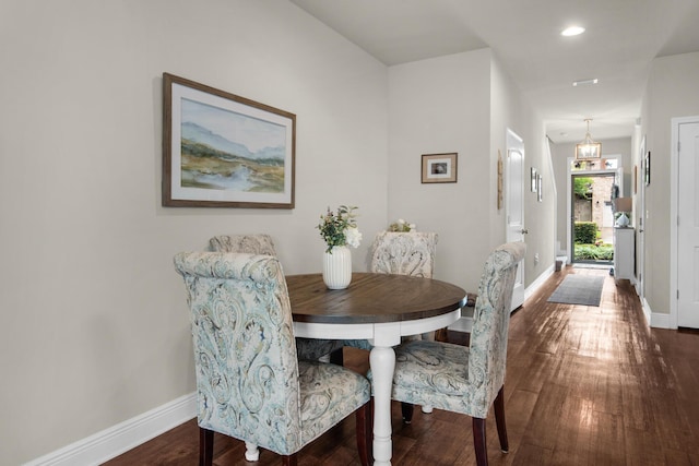 2065 Wilsons Plover Cir, Navarre, FL 32566 - dining area featuring baseboards, dark wood-type flooring, and recessed lighting