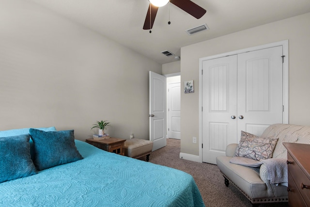 2065 Wilsons Plover Cir, Navarre, FL 32566 - bedroom featuring carpet floors, a closet, ceiling fan, and baseboards