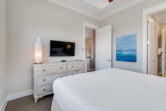 23 E York Ln Unit C, Inlet Beach, FL 32461 - bedroom with crown molding, dark wood-type flooring, and baseboards