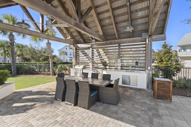 23 E York Ln Unit C, Inlet Beach, FL 32461 - view of patio / terrace with outdoor dining space, a gazebo, and a sink