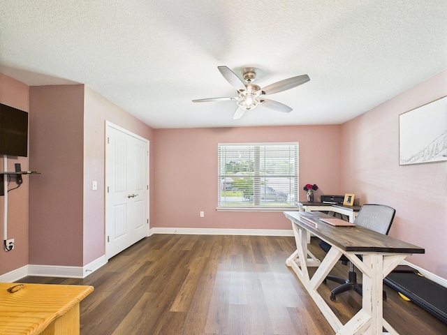5740 Marigold Loop, Crestview, FL 32539 - office space with wood finished floors, ceiling fan, baseboards, and a textured ceiling