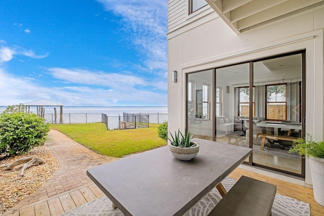 92 Carolyn Ln, Santa Rosa Beach, FL 32459 - view of patio featuring a water view