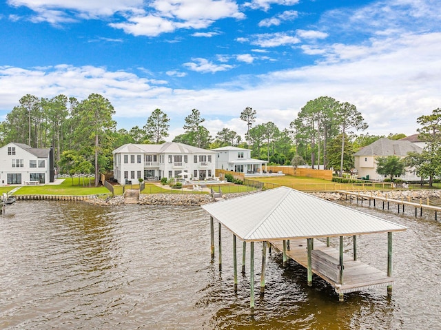 92 Carolyn Ln, Santa Rosa Beach, FL 32459 - dock area featuring a water view and a lawn