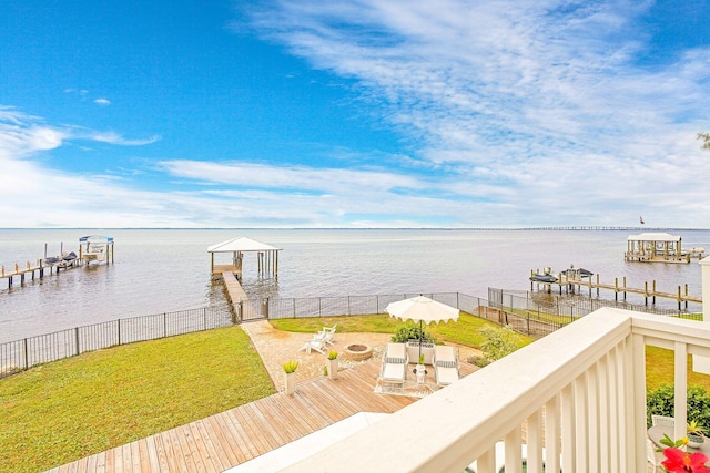 92 Carolyn Ln, Santa Rosa Beach, FL 32459 - water view featuring boat lift and a dock
